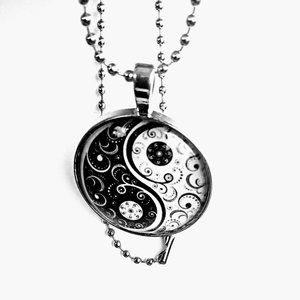 Yin Yang Black and White Unisex Serenity Pendant-Boho Silver Necklace